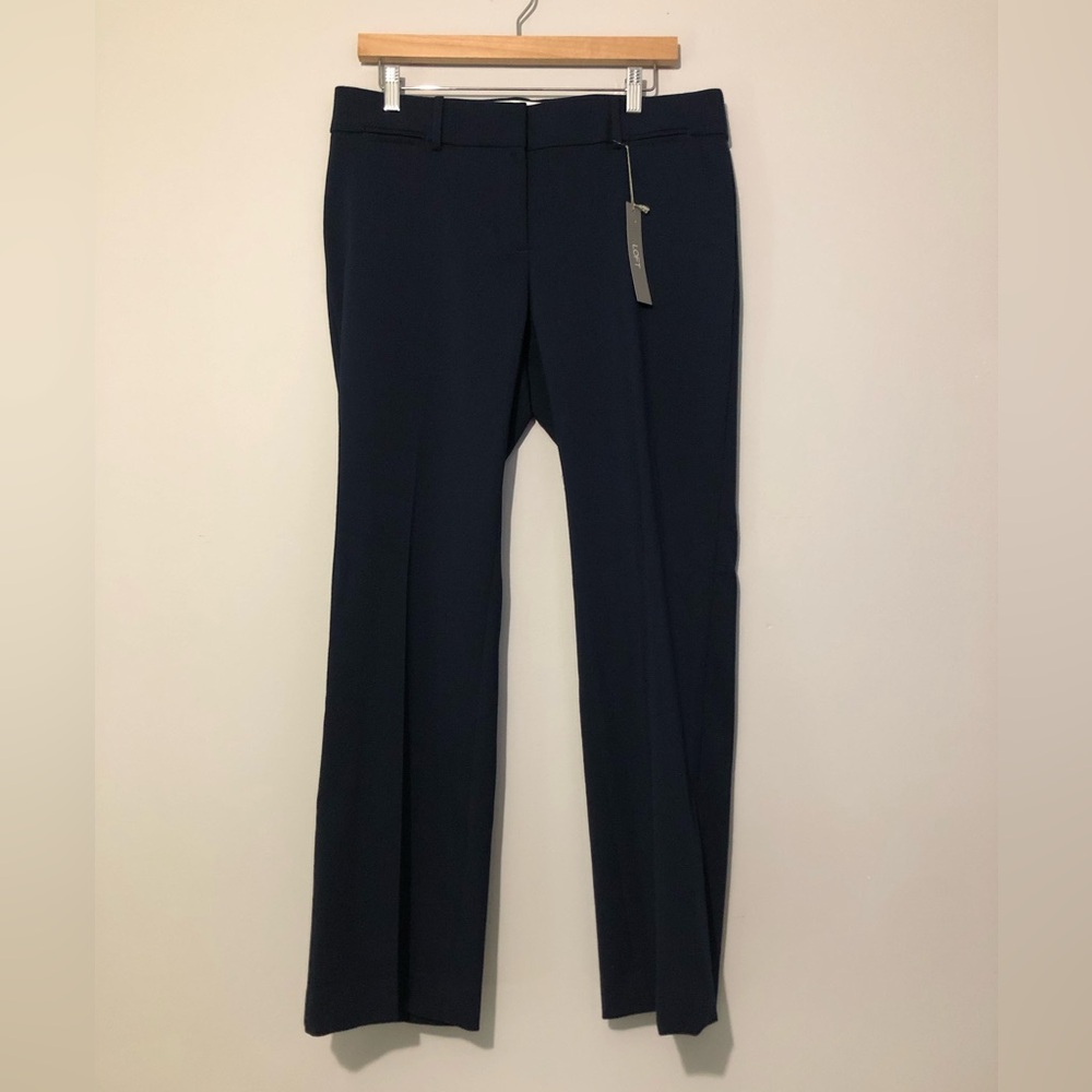 NWT LOFT Marisa Navy Straight Leg Trouser Dress Pants Petite 10 Workwear Chinos